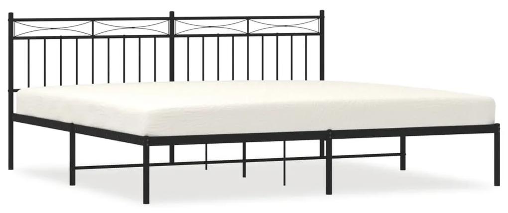 373698 vidaXL Cadru de pat metalic cu tăblie, negru, 200x200 cm
