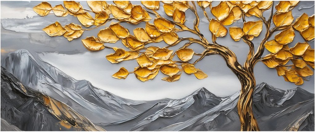 Tablou – Arbore cu frunze aurii (120x50 cm)