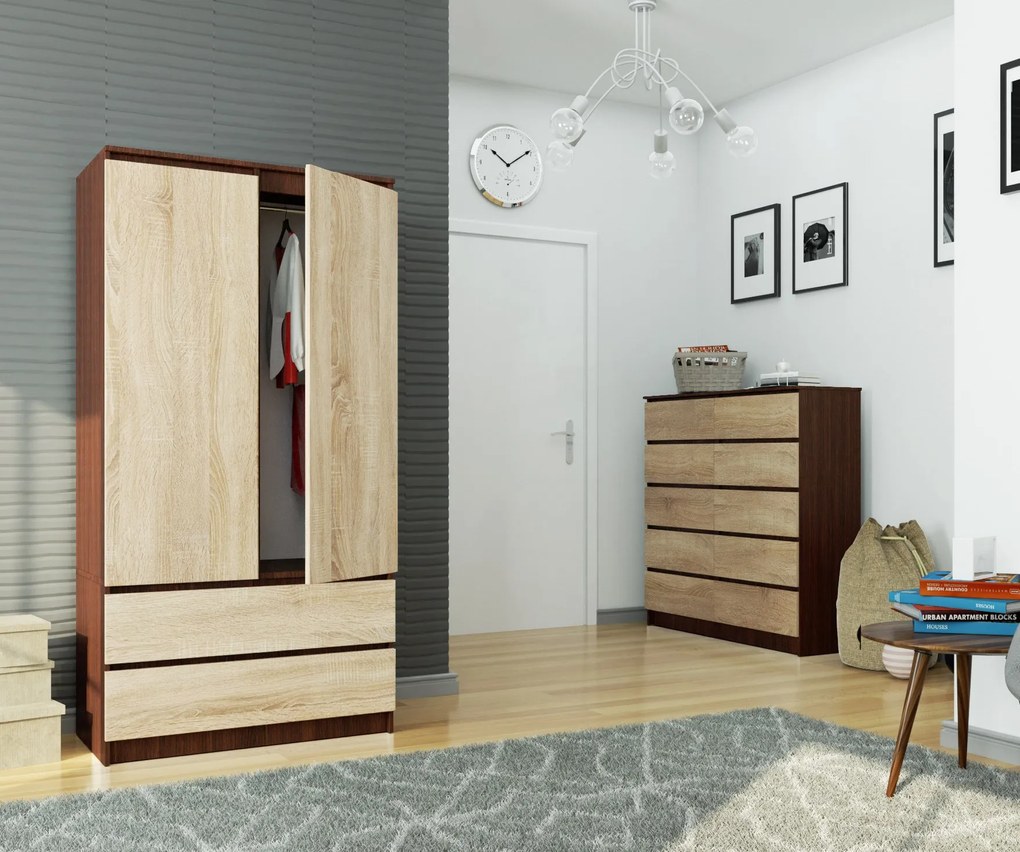 Comodă Keanu V (wenge + Stejar sonoma). 1069389