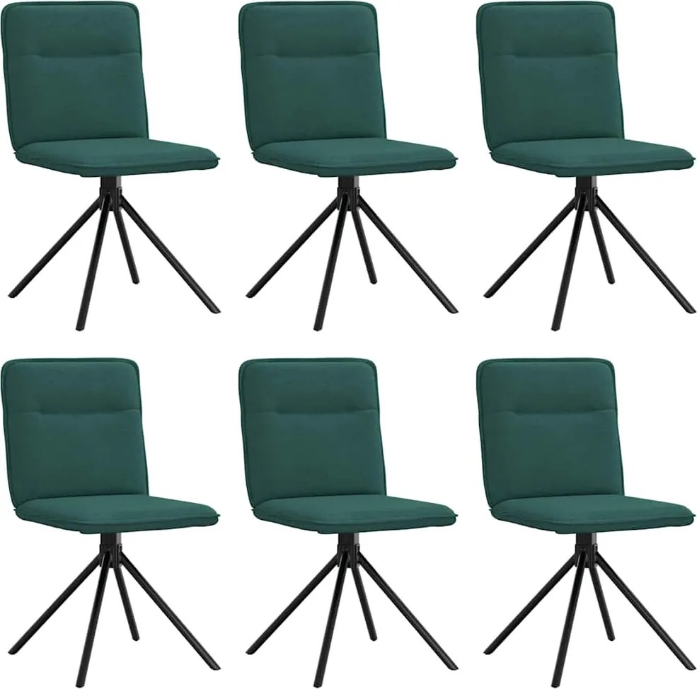 vidaXL Scaune de bucătărie, 6 buc., verde închis, material textil