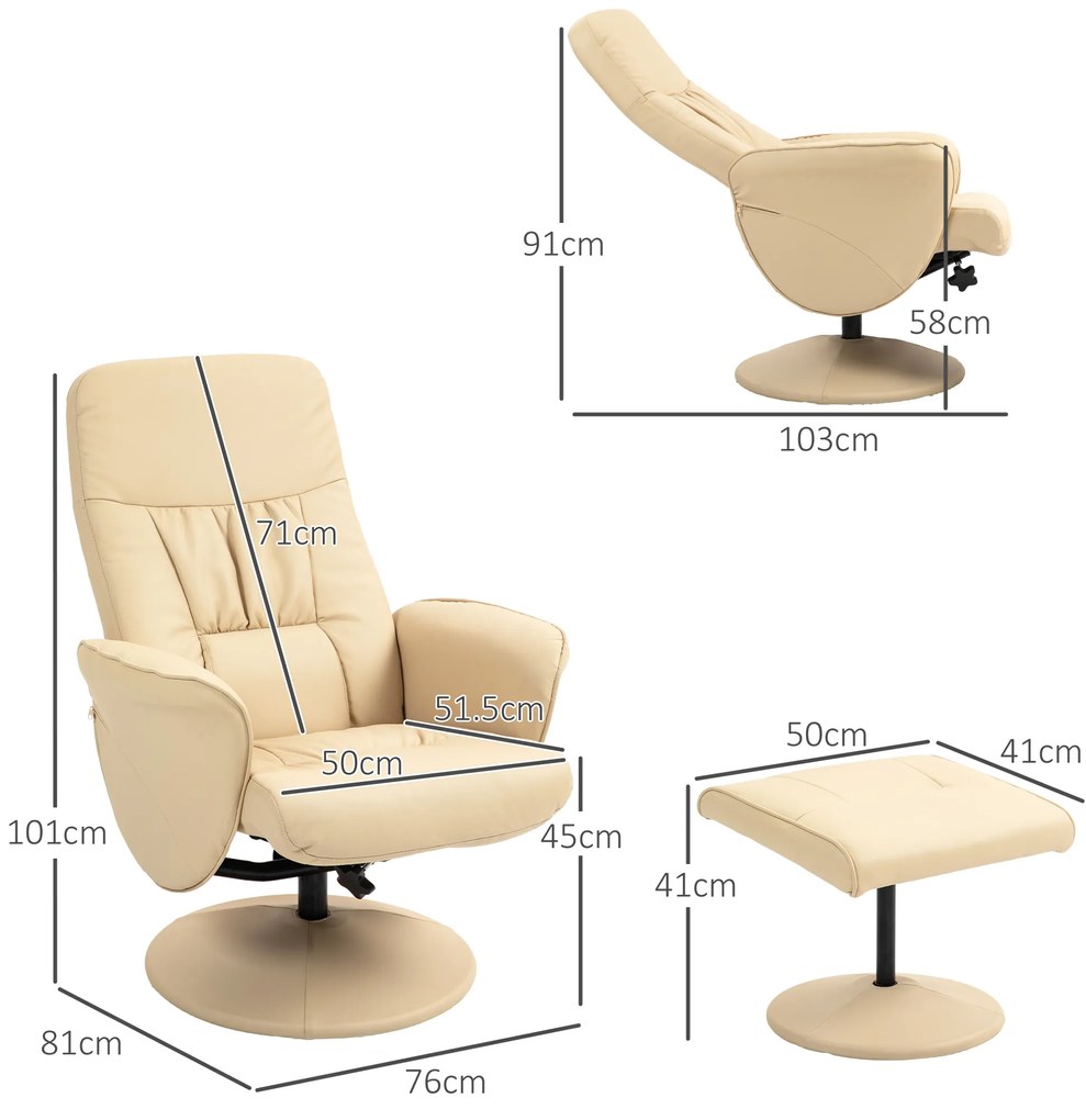 HOMCOM Fotoliu relax cu suport pentru picioare fotoliu de relaxare fotoliu relaxant cu șezut pivotant 360° și spătar înclinabil | Aosom Romania