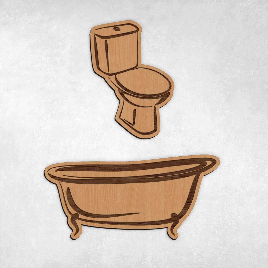 DUBLEZ | Semn indicator din lemn pentru ușă WC + Baie