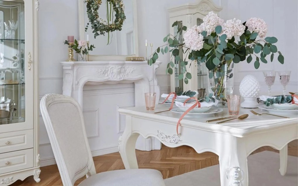 Masă lemn masiv Dining Extensibilă Paris 180/ Ecru, 240 × 100 × 80 cm