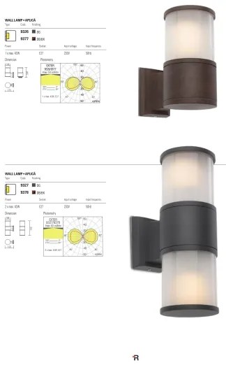 Redo 9326 - Aplică perete EXTER 1xE27/42W/230V IP54