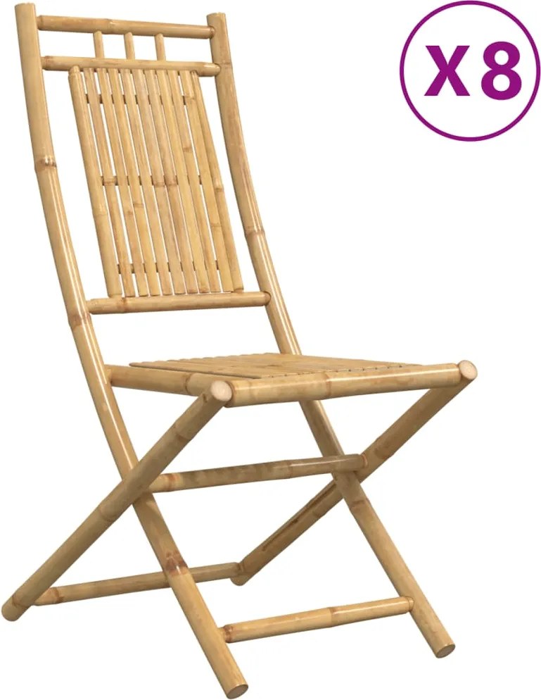 vidaXL Scaune de grădină pliabile, 8 buc., 46x66x99 cm, bambus