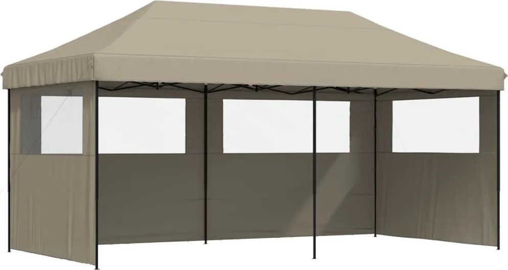 vidaXL Cort pliabil pentru petreceri cu 3 pereți laterali, gri taupe