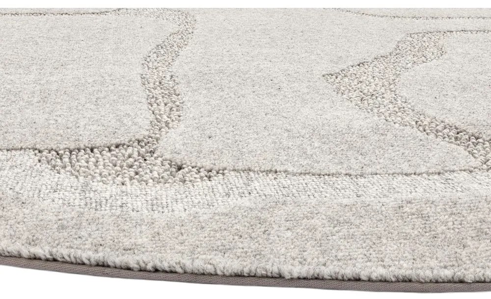 Covor gri deschis rotund din lână ø 120 cm Morphic Organica – Agnella