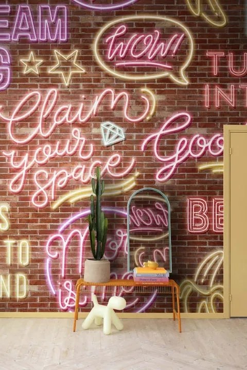 Fototapet, Neon Vibes, Brickwall, Rebel Walls