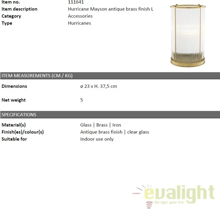 Suport lumanare design LUX Mayson L, alama antic 111641 HZ