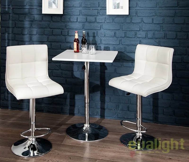 Set 2 scaune bar pivotante, tapiterie piele sintetica Modena alb A-36919 VC