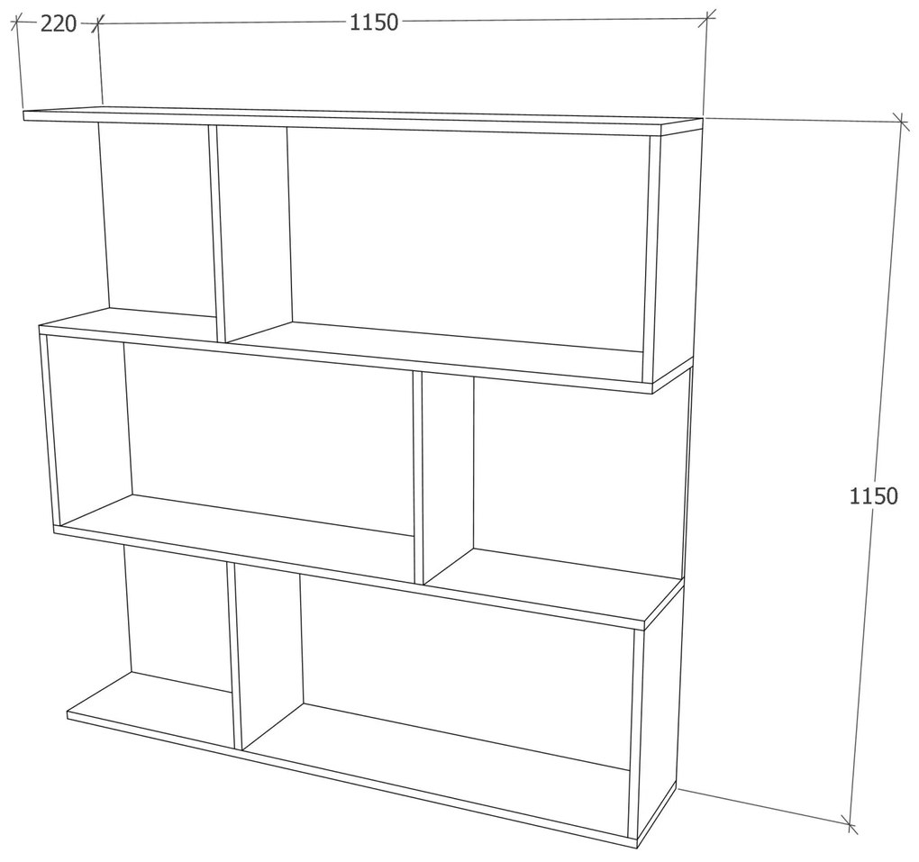 Biblioteca haaus Twino, Lemn Natural, 115 x 22 x 115 cm