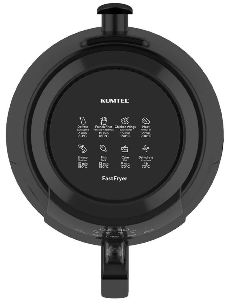 Friteuza rapida cu aer cald Kumtel Digital Fast Fryer ,Pentru gatit fara ulei ,Putere 1500 W ,Capacitate 5.5L ,Display digital ,Functie deshidratare,