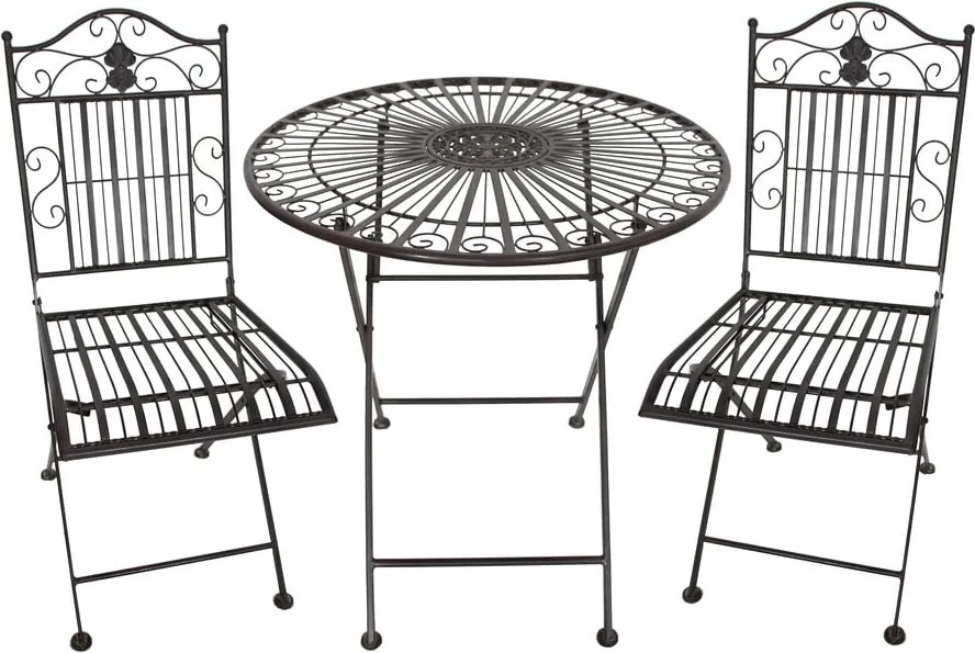 Set de dining pentru grădină maro închis din metal pentru 2 persoane – Garden Pleasure