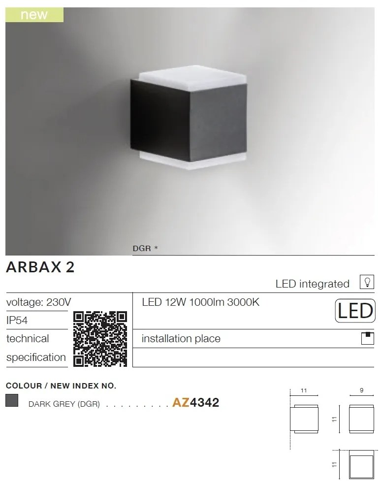 Aplica LED de exterior ambientala IP54 Arbax 2