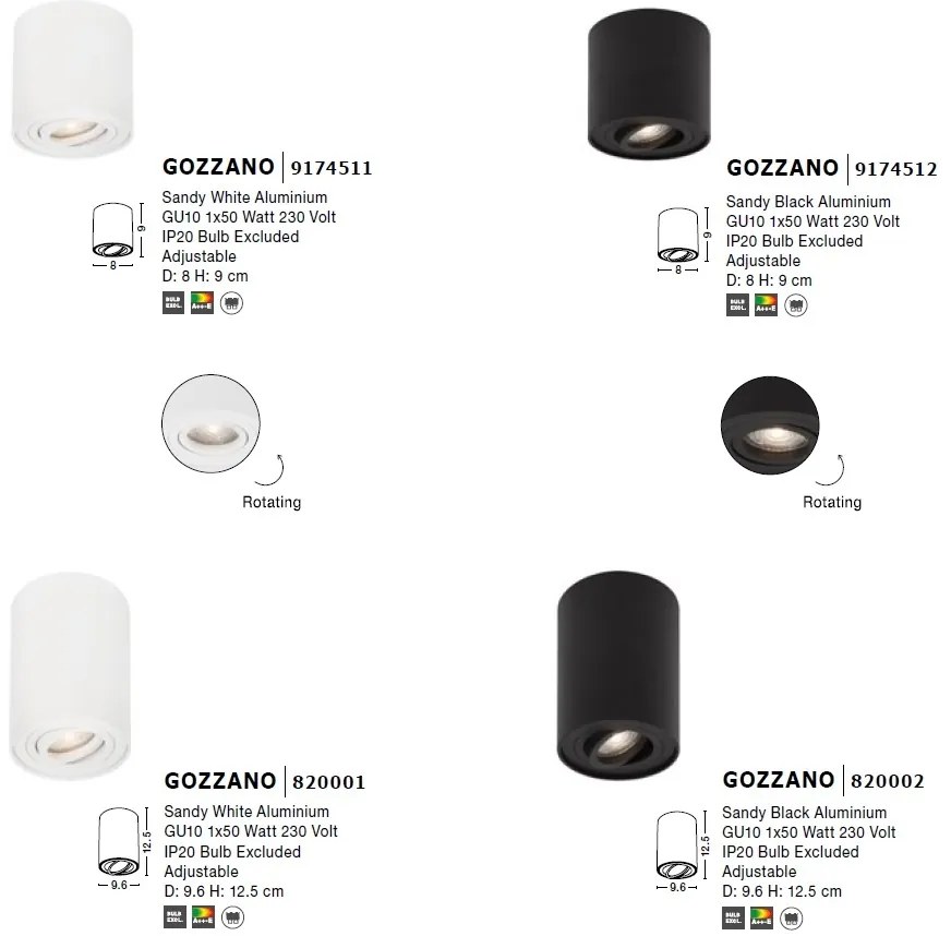 Spot aplicat directionabil GOZZANO negru NVL-9174512