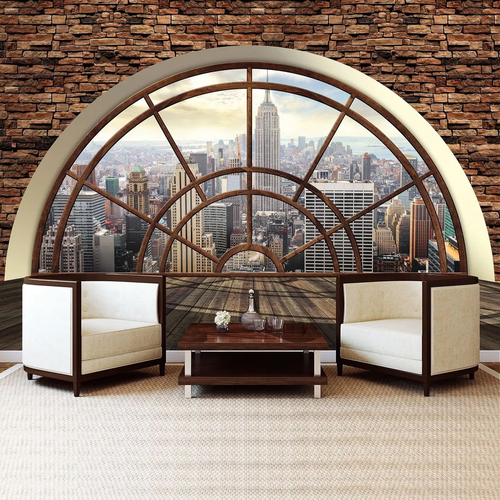 Fototapet - New York - privire din geam (152,5x104 cm)