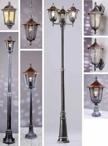 Stalp iluminat exterior stil clasic IP43 H255 Hermine AL 11K/82549/A schwarz-silber OR