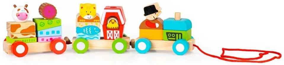 Tren din lemn pentru copii cu cuburi