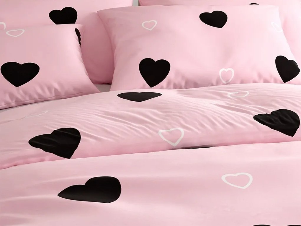 Lenjerie de pat din crepon CORAZON POLY roz Dimensiune lenjerie de pat: 70 x 90 cm | 140 x 200 cm