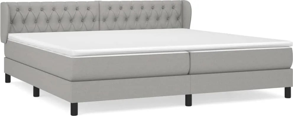 vidaXL Pat box spring cu saltea, gri deschis, 200x200 cm, textil