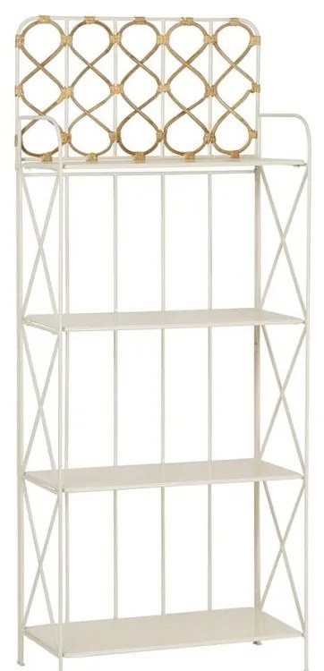 Etajera din metal si rattan, 4 rafturi, H160 cm, Roseraie White