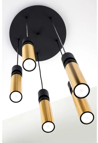 Lustră pe cablu Jupiter 2017 ALAS 5xGU10/10W/230V auriu/negru