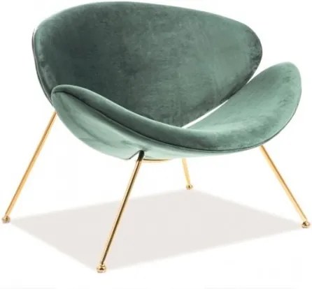 Fotoliu fix tapitat cu stofa si picioare metalice Major Velvet Verde inchis / Auriu, l84xA49xH72 cm