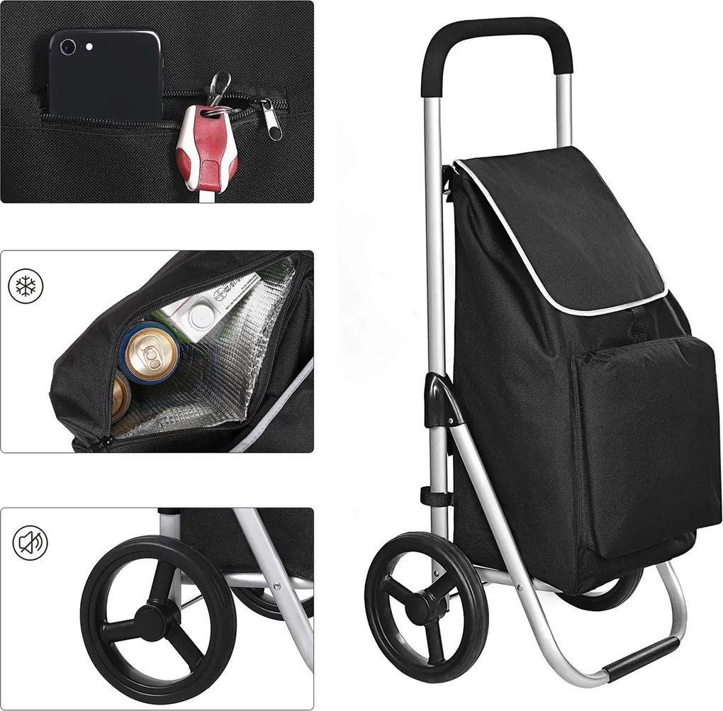 Carucior cumparaturi Pliabil Negru 40 L