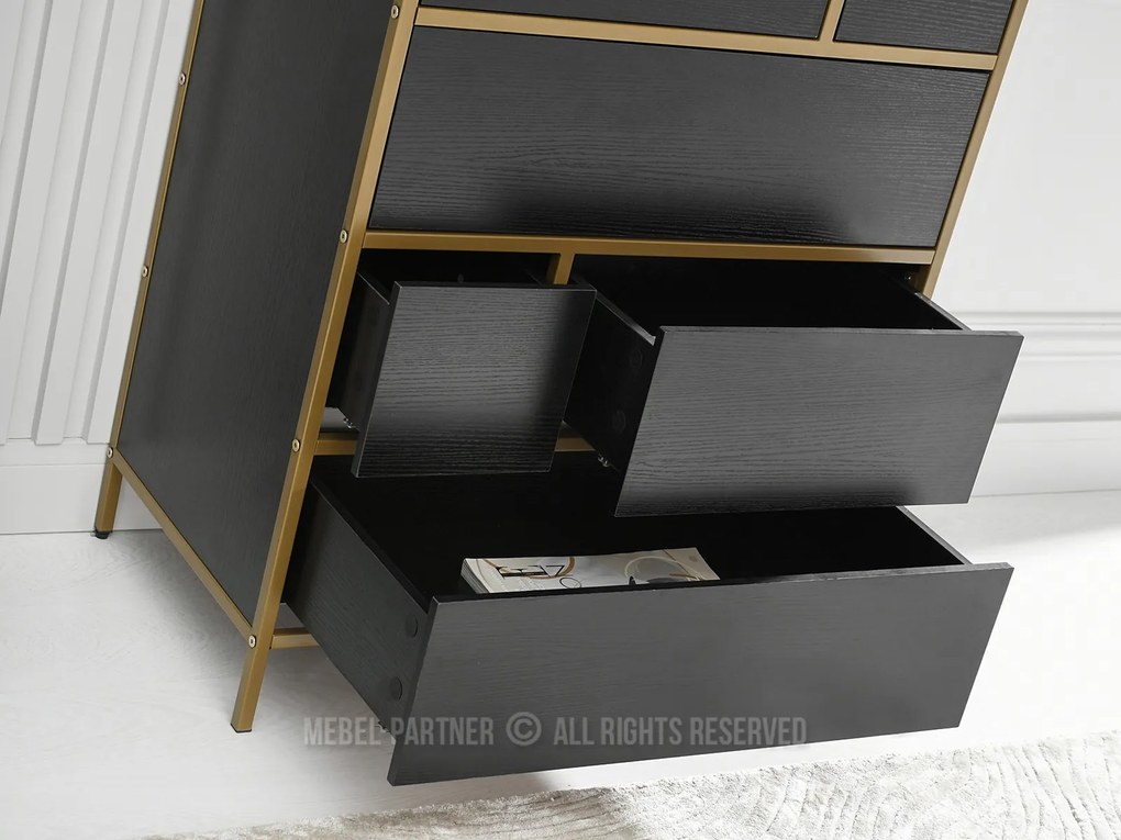 Comodă Soren Kom (lemn negru + auriu). Promo -38%. 1110764