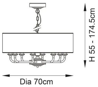 Lustră pe lanț Endon 99152 HIGHCLERE 8xE14/40W/230V gri/crom mat