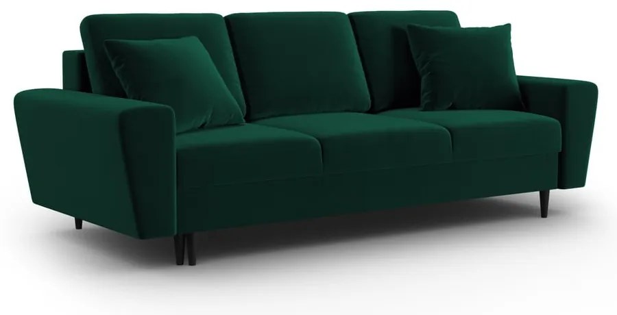 Canapea verde extensibilă, cu spațiu de depozitare cu tapițerie din catifea 235 cm Kyoto – Cosmopolitan Design