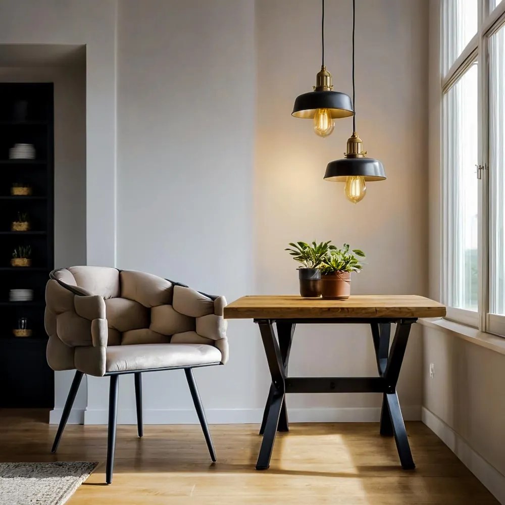 Scaun living modern din catifea si cadru metalic BUC 256 bej