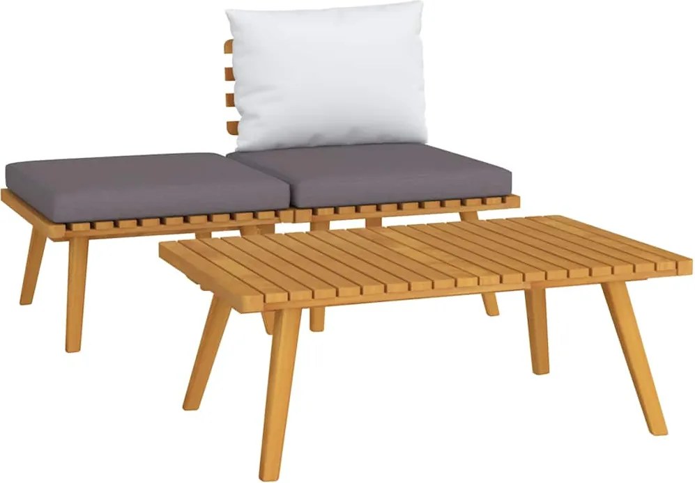 vidaXL Set mobilier de grădină cu perne, 3 piese, lemn masiv acacia