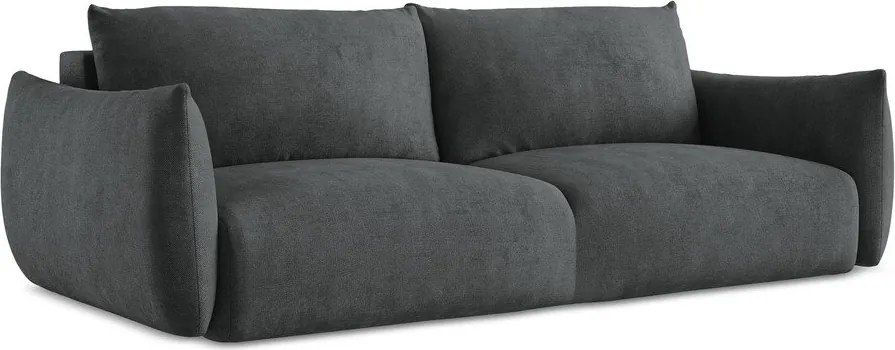 Canapea gri închis extensibilă cu tapițerie din chenille 230 cm Leila – Makamii