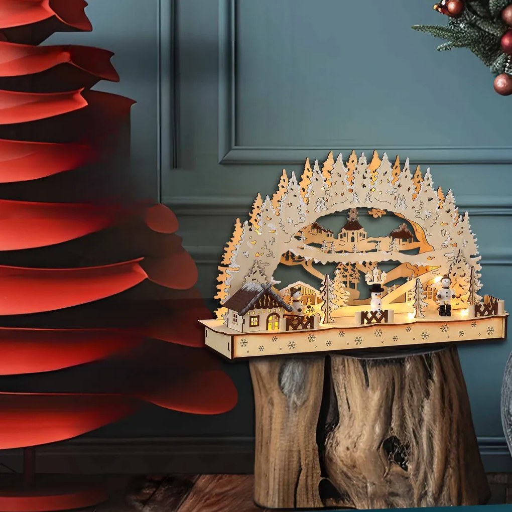 Monzana Arc LED de Crăciun CLEMENT, 45x12,5x28cm, maro natural