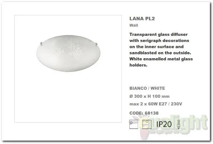 Aplica de perete, Plafonier diam. 30cm LANA PL2 068138