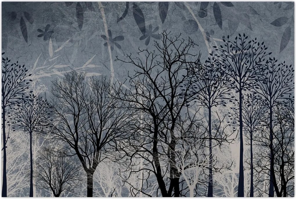 Tablou - Siluetă copac și frunze (90x60 cm)