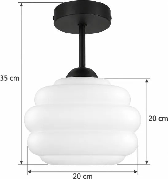 BRILAGI - LED lustru aplicat RETRO GLASS 1xE27/60W/230V Ø 20 cm negru/alb