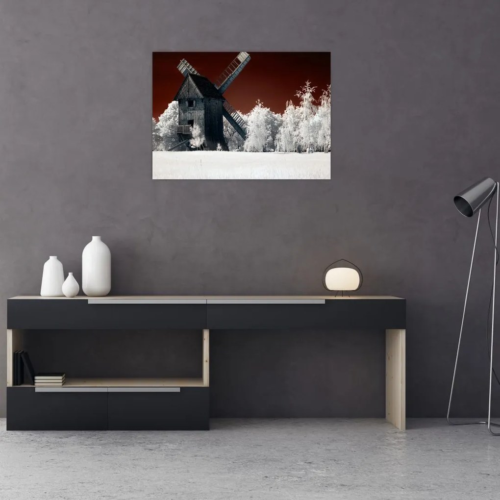 Tablou pe sticlă cu moară (70x50 cm)