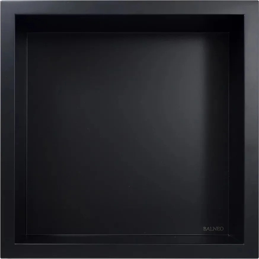 Raft incastrat patrat Balneo Wall-Box 30x30x7 cm negru periat