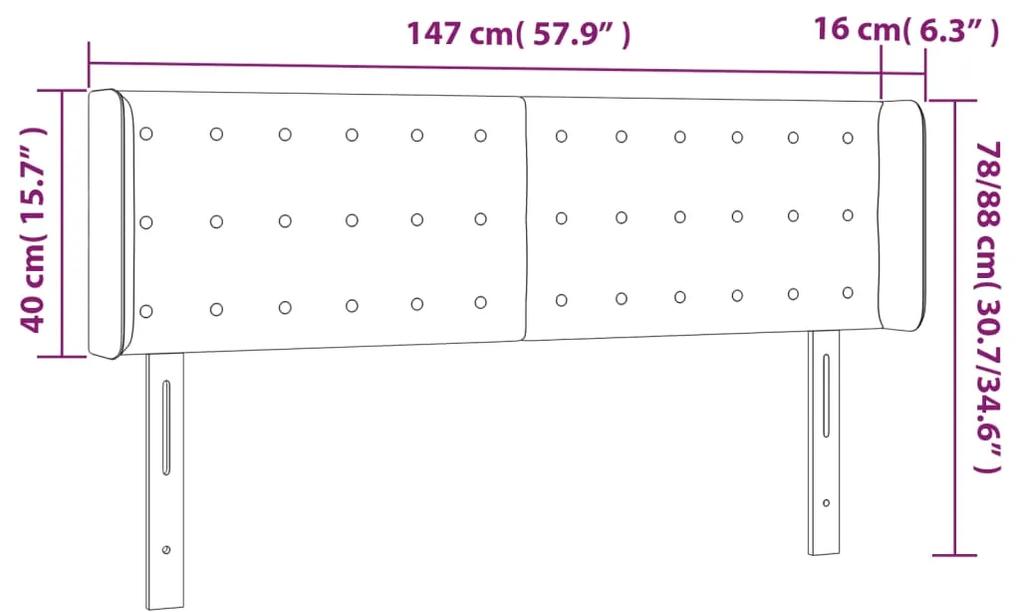 Tablie de pat cu LED, maro inchis, 147x16x78 88 cm, textil 1, Maro inchis, 147 x 16 x 78 88 cm