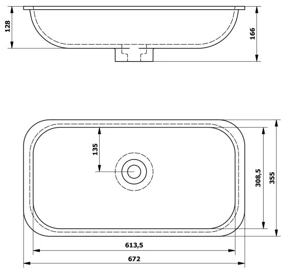 Sapho - Lavoar încastrat ROCKSTONE 67 x 35,5 cm, alb mat