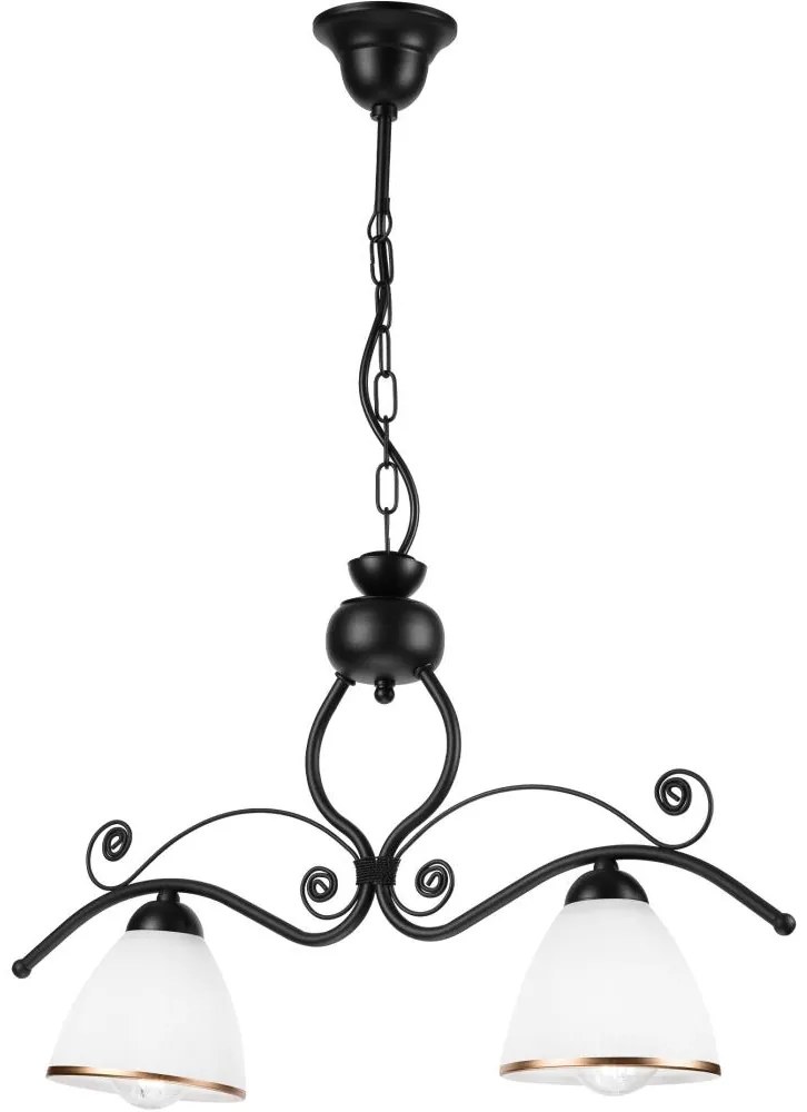 Lustră pe lanț RETRO 2xE27/60W/230V negru mat