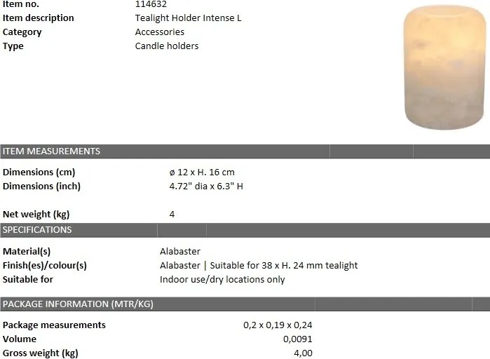 Suport lumanare design modern LUX Intense L 114632 HZ