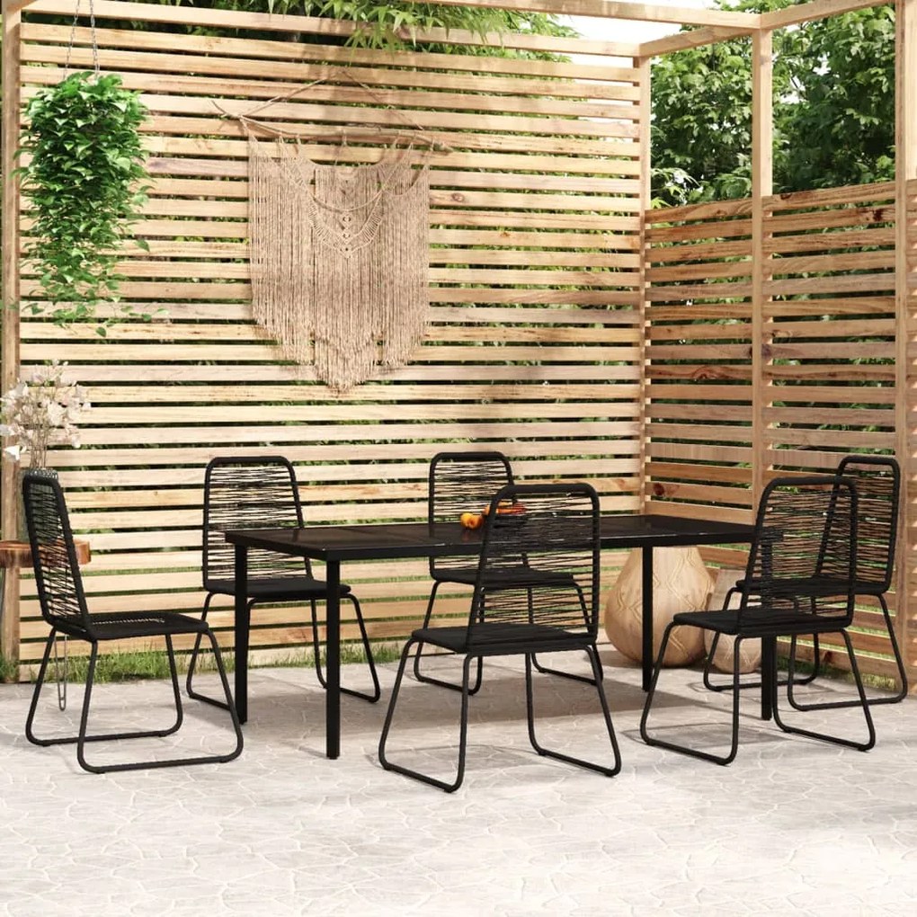3099093 vidaXL Set de mobilier pentru grădină, 7 piese, negru