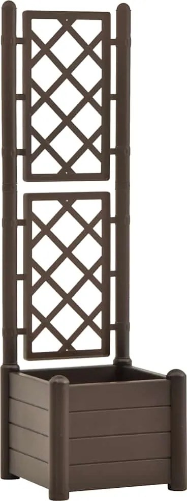 vidaXL Jardinieră de grădină cu spalier, cafeniu, 43x43x142 cm, PP