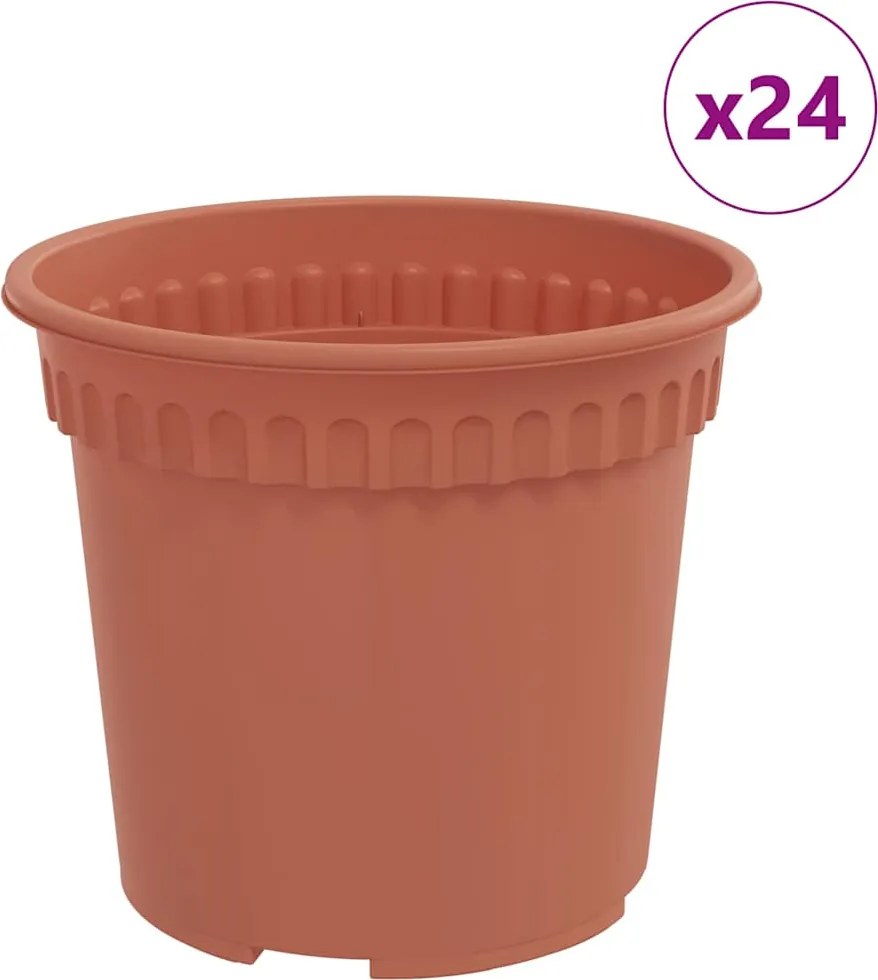 vidaXL Ghiveci rotund pentru flori 24 pcs Roșu cărămidă Ø 15 x 12 cm