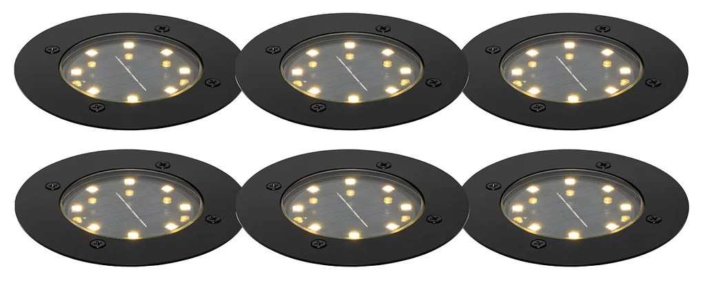 Set de 6 spoturi de sol negre, cu LED, IP65 Solar - Terry