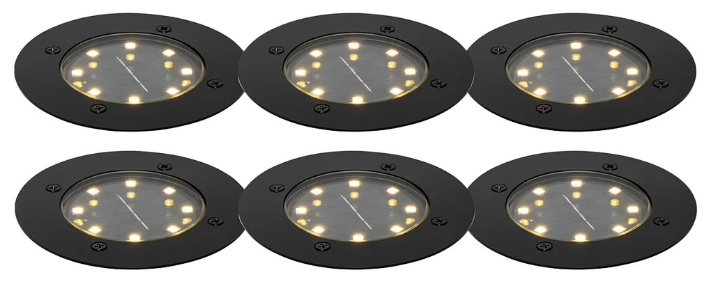 Set de 6 spoturi de sol negru cu LED IP65 solar - Terry