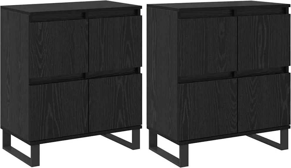 vidaXL Bufet 2 pcs Stejar Negru 60 x 35 x 70 cm